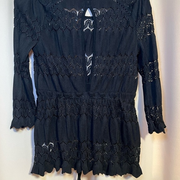 Free People Black Ruffled Tie Front Blouse - Picture 6 of 8
